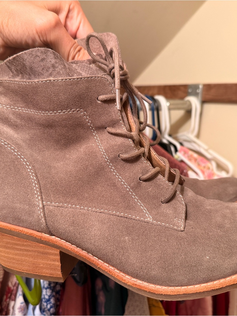 Suede Lace-Up Ankle Booties in Taupe - Aqua Söfft suede